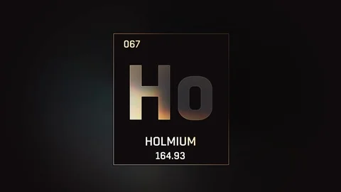 Holmium as Element 67 of the Periodic Table 3D animation on grey background 스톡 동영상 119731232
