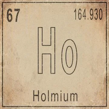 Holmium Element Card from Periodic Table on Vintage Old Paper Stock Illustration