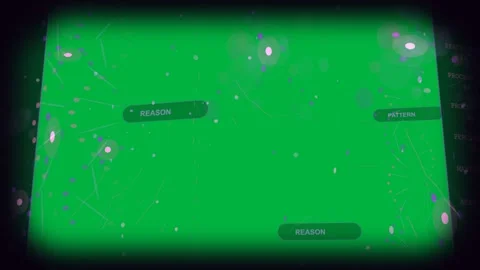 Holo HUD loading forming node cloud pulsing rings linking nodes showing metrics Stock Footage 329531724