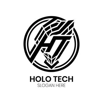 Holo Tech Monogram Logo Design with Dynamic Lettering Stock Illustration