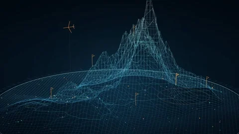 Holo Terrain Reconnaissance Visualization 3D Mountain Landscape Digital Terrain Stock Footage 341913943