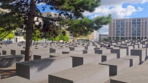 Holocaust Memorial In Berlin In Germany. Stock Footage 345099361