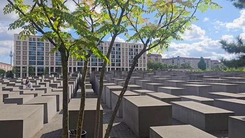 Holocaust Memorial In Berlin In Germany. Stock Footage 345099396