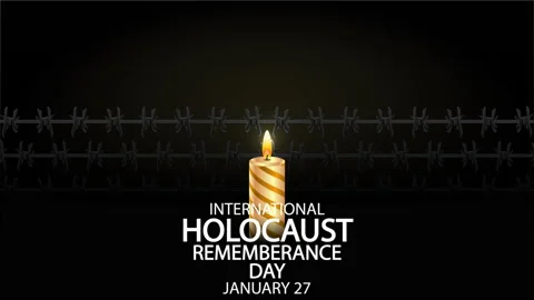 Holocaust remembrance day barbed wire candle Stock Footage 229589866