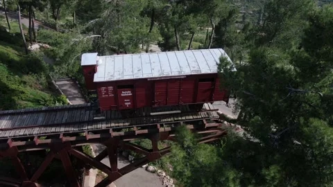 Holocaust train at Yad Vashem in Jerusalem, drone 2022 Stock Footage 197443027