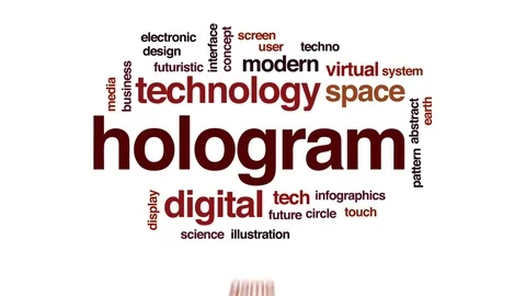 Hologram animated word cloud, text design animation. Stock Footage
