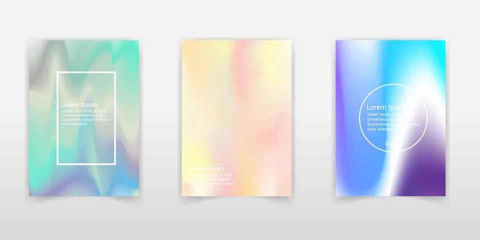 Hologram background vector set. Abstract pastel background surface from 90s.  Stock Illustration