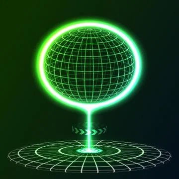 Hologram ball, globe, abstraction, technology. Vector illustration. Stock Illustration