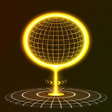 Hologram ball, globe, abstraction, technology. Vector illustration. Stock Illustration