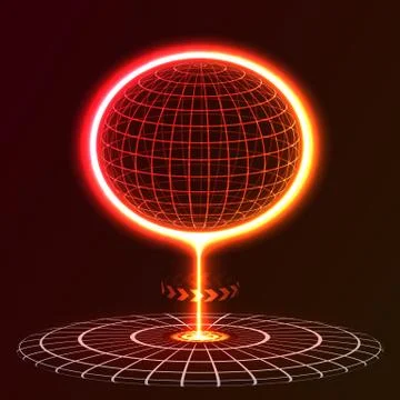 Hologram ball, globe, abstraction, technology. Vector illustration. Stock Illustration