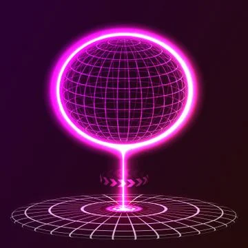 Hologram ball, globe, abstraction, technology. Vector illustration. Illustrazione stock