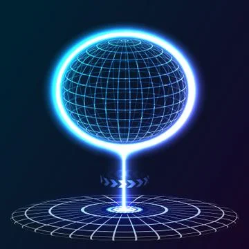 Hologram ball, globe, abstraction, technology. Vector illustration. Illustrazione stock