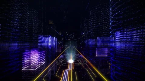 A Hologram is Being Created. The text Video Games has Appeared. Digital Reality. Stock Footage 273315944