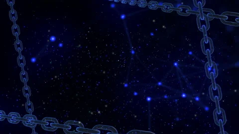 Hologram block chain link technology loop animation Stock Footage 154187845
