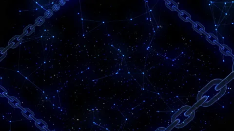 Hologram block chain link technology loop animation Stock Footage 154187851
