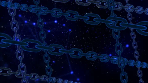 Hologram block chain link technology loop animation Stock Footage 154187882