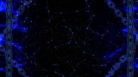 Hologram block chain link technology loop animation Stock Footage 154187896