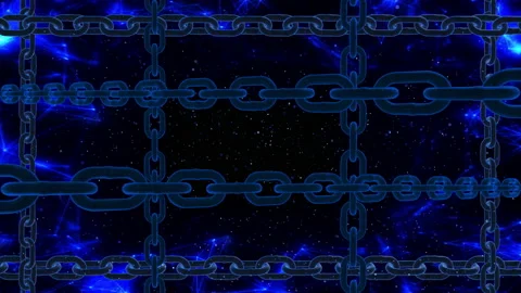Hologram block chain link technology loop animation Stock Footage 154189369