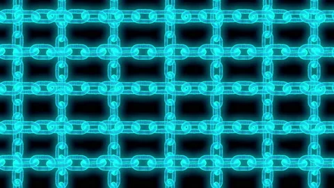 Hologram block chain link technology loop animation 動画素材 154228508