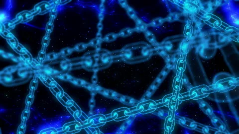 Hologram block chain link technology loop animation Video stock 154228517