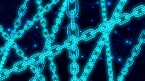 Hologram block chain link technology loop animation 動画素材 154228518