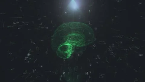 Hologram of the brain representing artificial intelligence. Artificial Stock Illustration