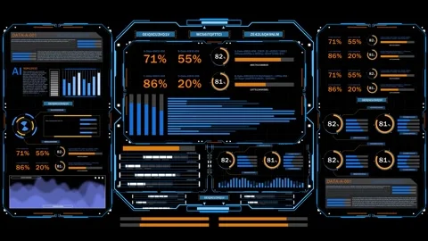 Hologram Chart Dashboard for Business Data AI Summary and Advanced Technology An Stock Footage 342619303