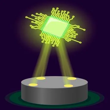 Hologram chip. Cpu. New technology. Vector Stock Illustration