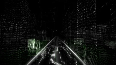 Hologram Creation Process. A Word Mainframe is Projected. 3D Animation. VR. Stock Footage 266309995
