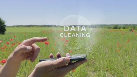 Hologram of Data cleaning on a smartphone Stock Footage 106997180