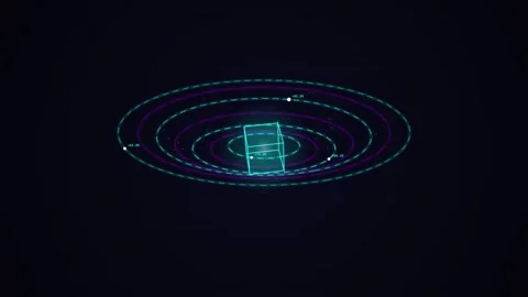 Hologram Data Visualization of a Digital Cube with Futuristic Rotating Ring.. 動画素材 347359620