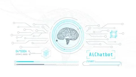 Hologram of digital brain with artificial intelligence, neural network concept. Stock Illustration