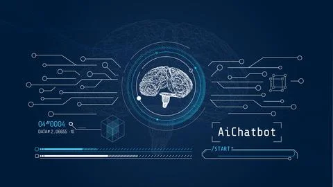 Hologram of digital brain with artificial intelligence, neural network concept. Stock Illustration