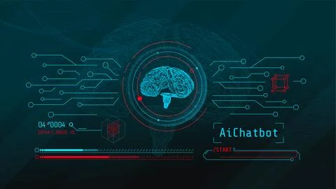 Hologram of digital brain with artificial intelligence, neural network concept. Stock Illustration