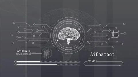 Hologram of digital brain with artificial intelligence, neural network concept. Stock Illustration