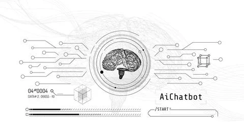 Hologram of digital brain with artificial intelligence, neural network concept. Stock Illustration