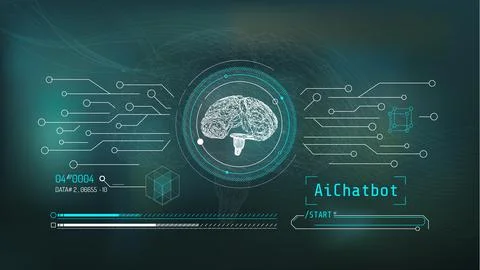 Hologram of digital brain with artificial intelligence, neural network concept. Stock Illustration