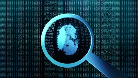 Hologram fingerprint scan security system technology loop background. Scan Virus Stock Footage 183407648