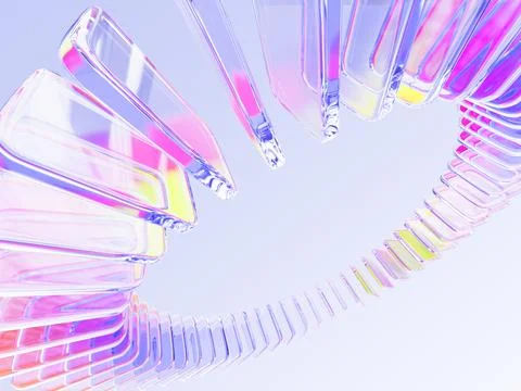 Hologram glass circle array with rainbow gradient effect in pink purple yellow Stock Illustration
