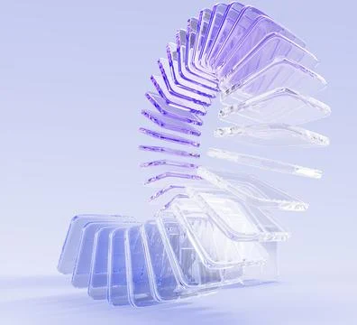Hologram glass loop line render art, graphic circular array effect. Dynamic flow Illustrazione stock