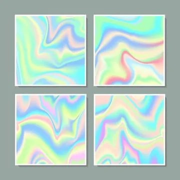 Hologram gradient set of four backgrounds Stock Illustration