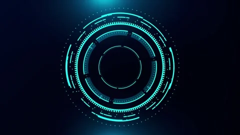 Hologram HUD circle interfaces. Digital data network protection. HUD circle Video stock 246733664