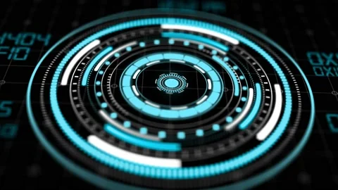 Hologram HUD circle interfaces , Hi-tech futuristic button display Stock Footage 139600973