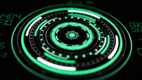 Hologram HUD circle interfaces , Hi-tech futuristic button display Stock Footage 139971019