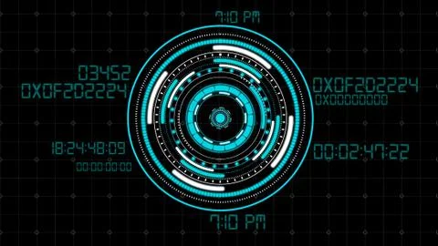 Hologram HUD circle interfaces , Hi-tech futuristic button display Stock Illustration