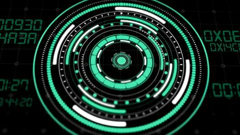 Hologram HUD circle interfaces , Hi-tech futuristic button display イラスト素材