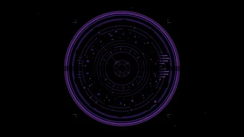 Hologram hud circle interfaces in a sci-fi tunnel with futuristic elements .. Stock Footage 324757882