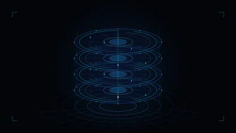 Hologram HUD data stream loop animation in glowing blue futuristic tech Stock Footage 346548718