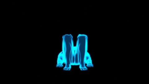 Hologram Human Dead Bug Exercise 180 HUD Stock Footage 335870546