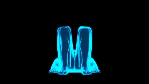 Hologram Human Dead Bug Exercise Front HUD Stock Footage 335870548